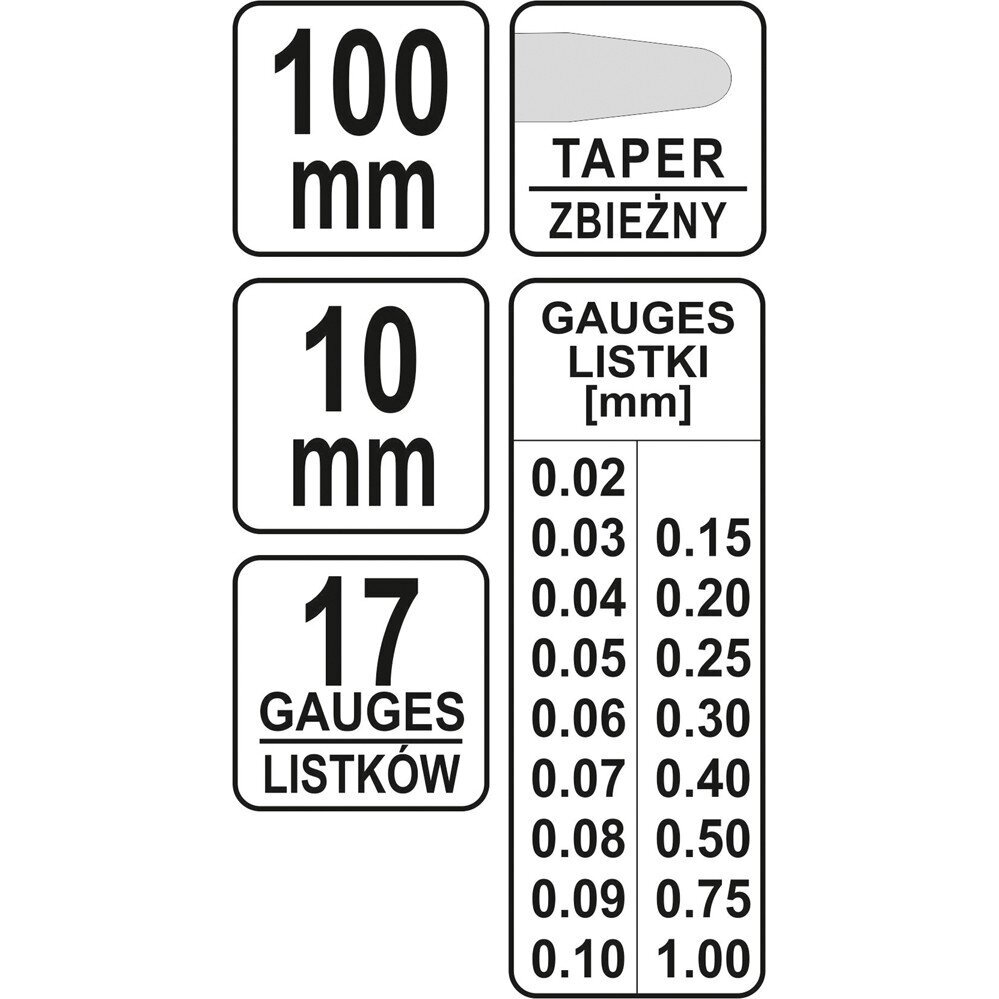 Tarpumačiai 0.02-1mm 17vnt. 1 Tarpumačiai 0.02-1mm 17vnt. 1
