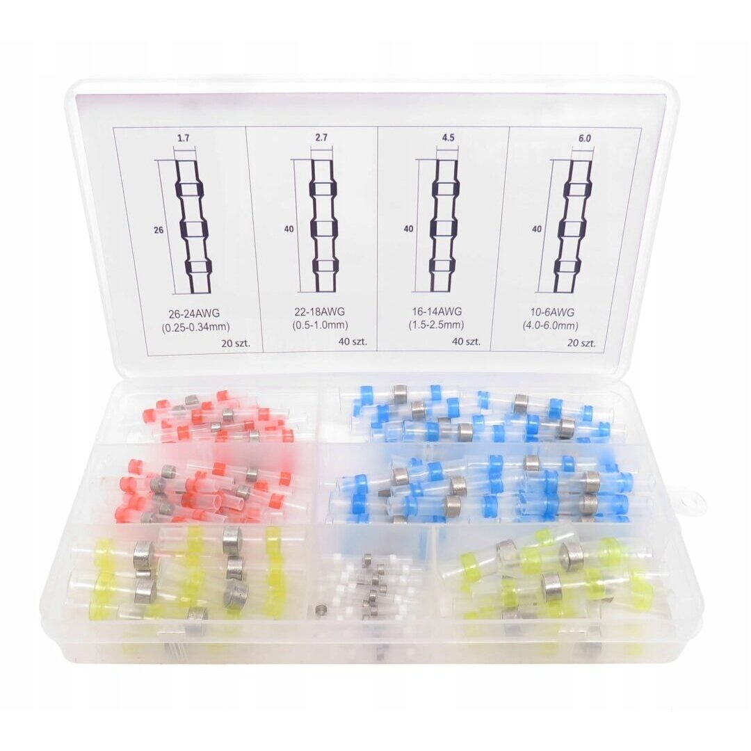 Termo gilzių/movų rinkinys su alavu 0.25-6mm 120vnt. Termo gilzių/movų rinkinys su alavu 0.25-6mm 120vnt.