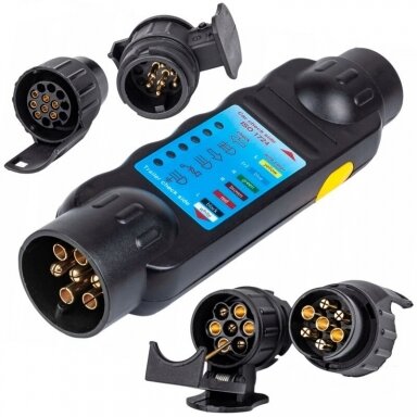 Testeris priekabos rozetei 12v su adapteriais Testeris priekabos rozetei 12v su adapteriais