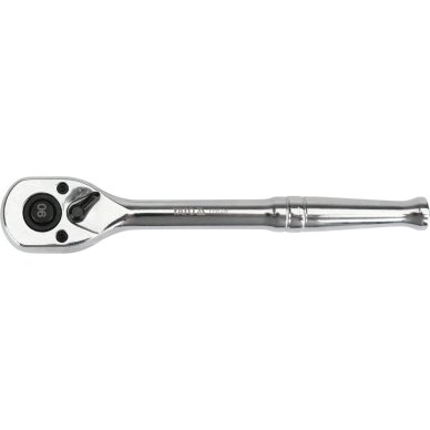 Terkšlė galvutėms chromuota 1/4" 90d. L-150mm YT-07220 3 Terkšlė galvutėms chromuota 1/4" 90d. L-150mm YT-07220 3