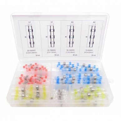 Termo gilzių/movų rinkinys su alavu 0.25-6mm 120vnt. Termo gilzių/movų rinkinys su alavu 0.25-6mm 120vnt.