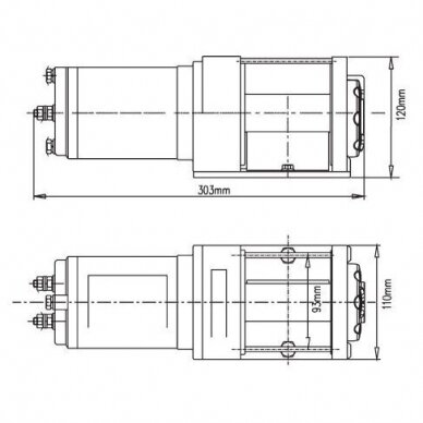 Traukimo gervė metalinis lynas 12V 1134kg 1 Traukimo gervė metalinis lynas 12V 1134kg 1