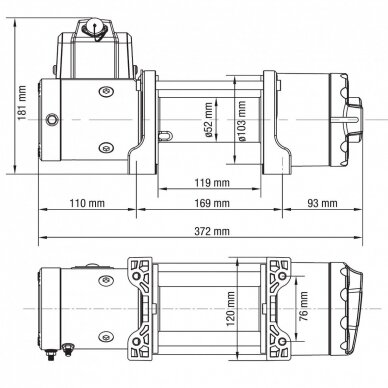 Traukimo gervė sintetinis lynas 12V 2040kg 1 Traukimo gervė sintetinis lynas 12V 2040kg 1