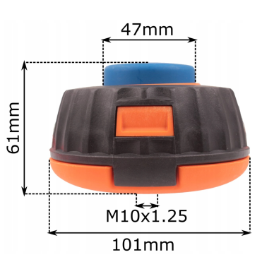 Trimerio galva su sriegiu M10x1.25 + adapteriai 1