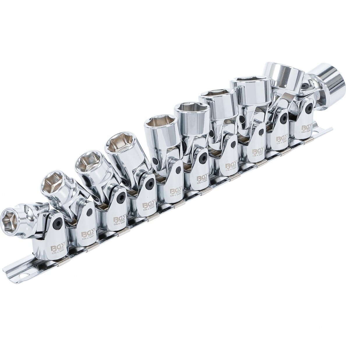 Galvučių rinkinys šarnyrinis šešiakampis 3/8" 10-19 mm 10vnt. 205