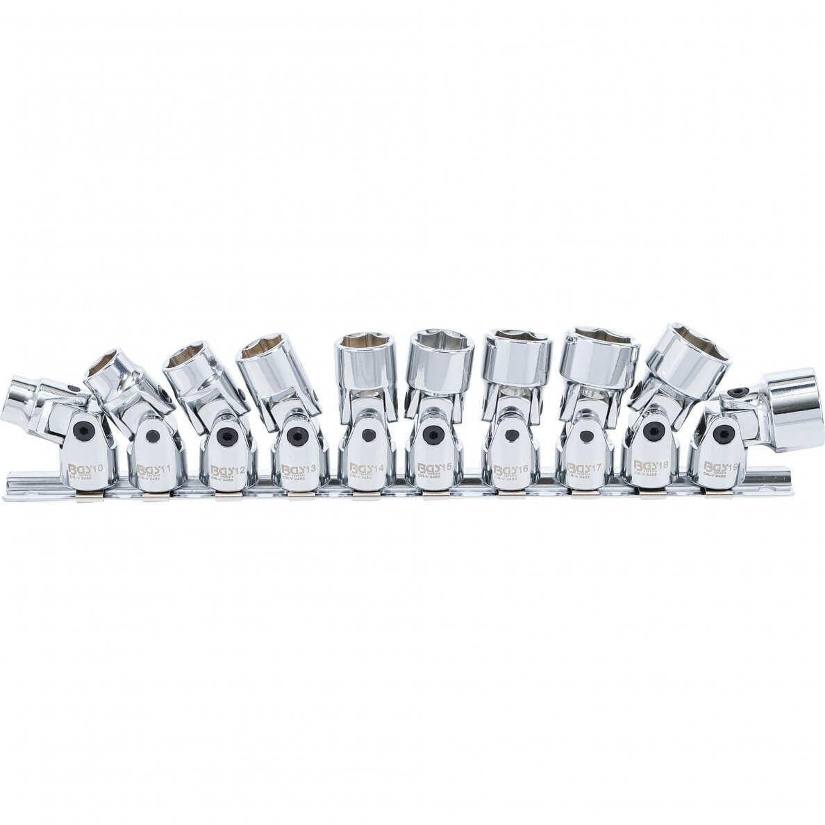 Galvučių rinkinys šarnyrinis šešiakampis 3/8" 10-19 mm 10vnt. 205 1