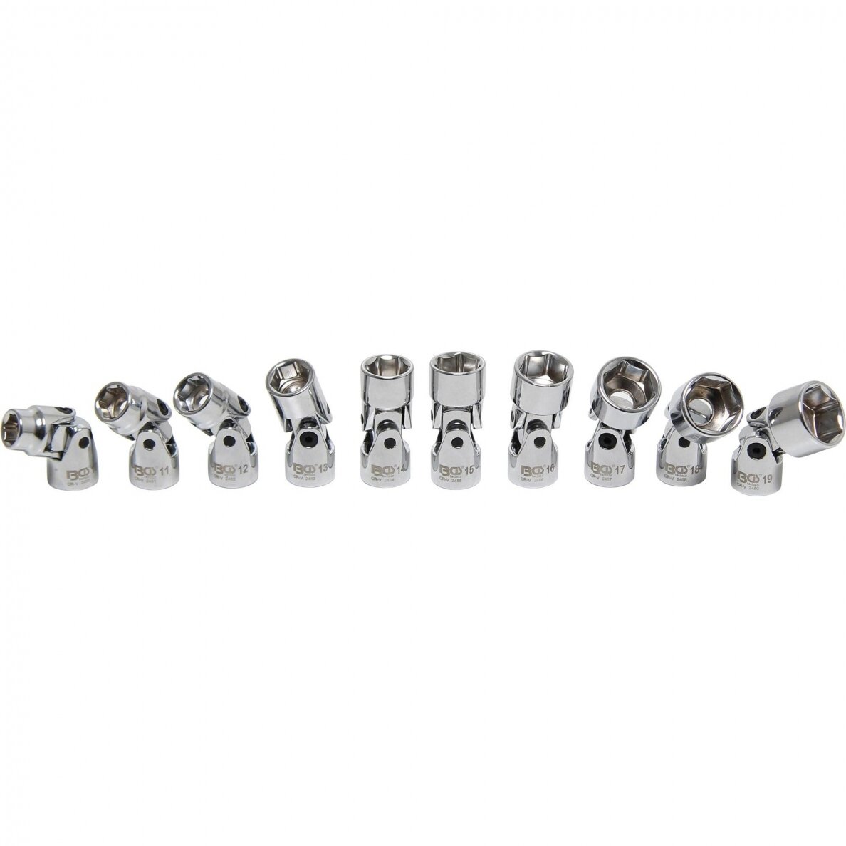 Galvučių rinkinys šarnyrinis šešiakampis 3/8" 10-19 mm 10vnt. 205 4 Galvučių rinkinys šarnyrinis šešiakampis 3/8" 10-19 mm 10vnt. 205 4