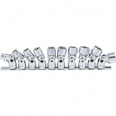 Galvučių rinkinys šarnyrinis šešiakampis 3/8" 10-19 mm 10vnt. 205 1