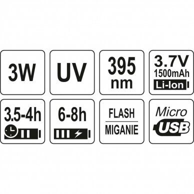 UV žibintuvėlis akumuliatorinis LI-ION 3.7V 1500mAh + akiniai 2 UV žibintuvėlis akumuliatorinis LI-ION 3.7V 1500mAh + akiniai 2