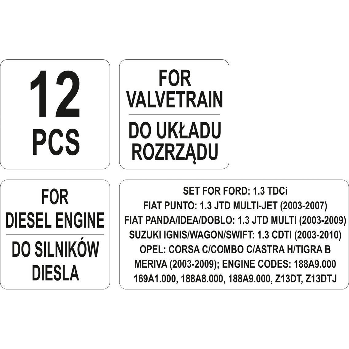 Variklio fiksavimo įrankių rinkinys 1.3l TDCi, JTD, CDTI Opel, Suzuki, Fiat 4 Variklio fiksavimo įrankių rinkinys 1.3l TDCi, JTD, CDTI Opel, Suzuki, Fiat 4
