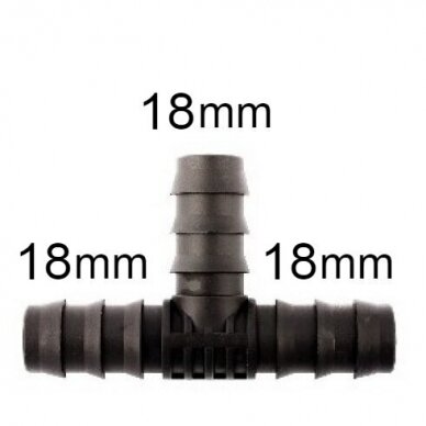 Vamzdelis plastikinis žarnos sujungimui trišakis 18mm Vamzdelis plastikinis žarnos sujungimui trišakis 18mm