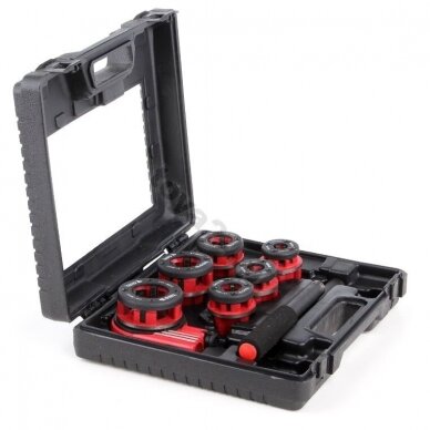 Vamzdinių sriegpjovių rinkinys su terkšle (1/4", 1", 1/2", 3/4", 3/8", 1-1/4") 6vnt. YT-2900 4 Vamzdinių sriegpjovių rinkinys su terkšle (1/4", 1", 1/2", 3/4", 3/8", 1-1/4") 6vnt. YT-2900 4