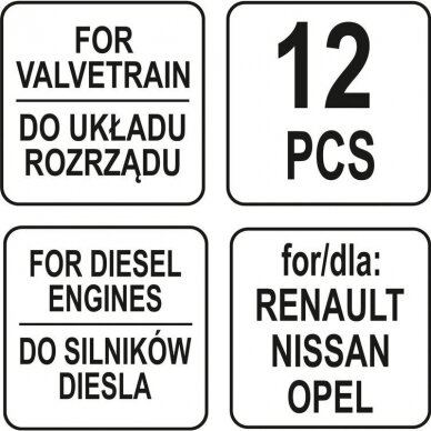 Variklio fiksavimo įrankių rinkinys Renault,  Nissan, Opel 1.5/1.9/2.2/2.5l 4