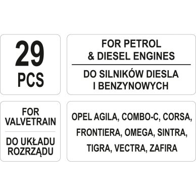 Variklio fiksavimo įrankių rinkinys Opel Benzinas/dyzelinas 29vnt. 3 Variklio fiksavimo įrankių rinkinys Opel Benzinas/dyzelinas 29vnt. 3