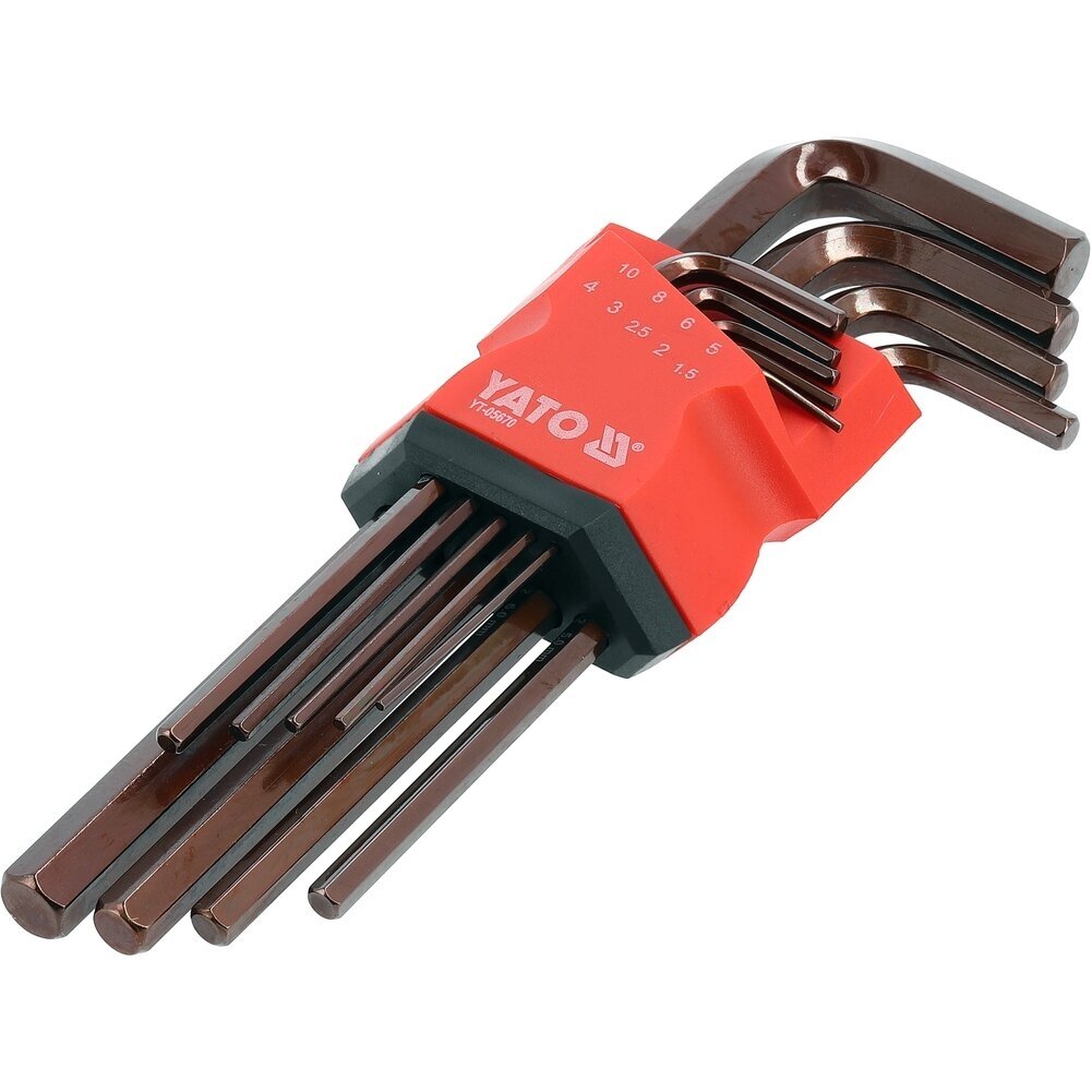 Veržliarakčių L tipo rinkinys S2 HEX 1.5-10mm 9vnt YT-05670