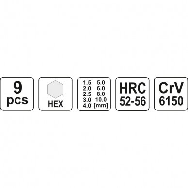 Veržliarakčių L-formos rinkinys hex vidutinių 9vnt. (1.5-10) 1 Veržliarakčių L-formos rinkinys hex vidutinių 9vnt. (1.5-10) 1