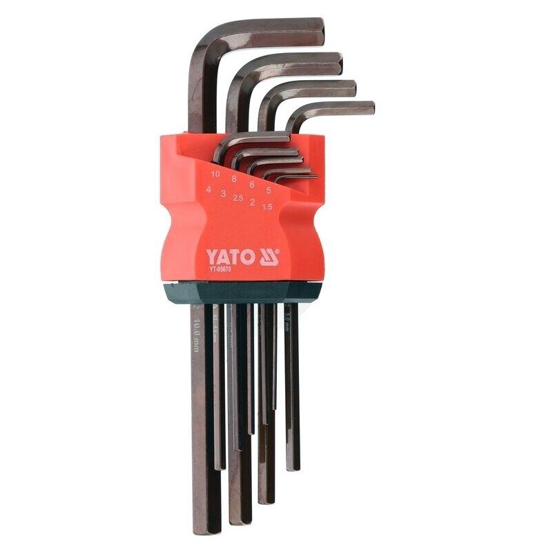 Veržliarakčių L tipo rinkinys S2 HEX 1.5-10mm 9vnt YT-05670 1