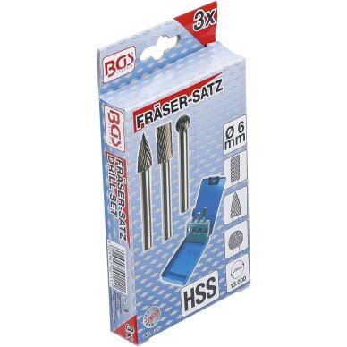 Deimantinių frezų rinkinys 6mm 3vnt. 111 3 Deimantinių frezų rinkinys 6mm 3vnt. 111 3