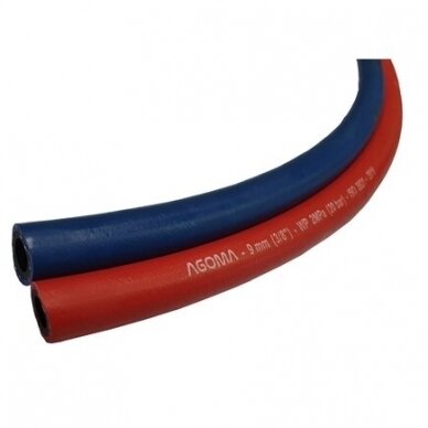 Dviguba guminė žarna suvirinimo įrangai 6+6mm 20bar (prekė parduodama metrais) Dviguba guminė žarna suvirinimo įrangai 6+6mm 20bar (prekė parduodama metrais)