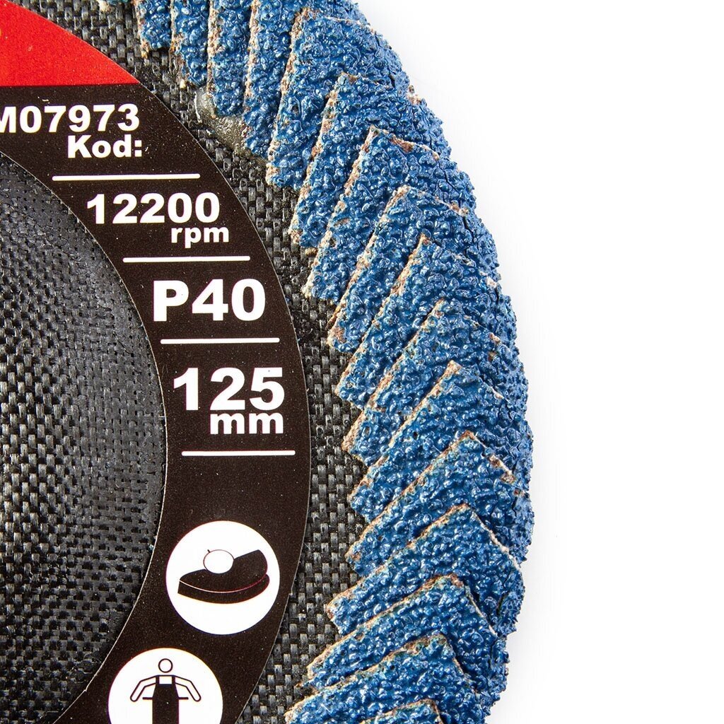 Žiedlapinis šlifavimo diskas kampinėms siūlėms 125mm 40# M07973 2 Žiedlapinis šlifavimo diskas kampinėms siūlėms 125mm 40# M07973 2