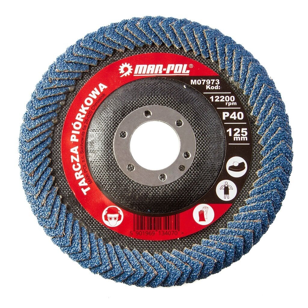 Žiedlapinis šlifavimo diskas kampinėms siūlėms 125mm 40# M07973 Žiedlapinis šlifavimo diskas kampinėms siūlėms 125mm 40# M07973