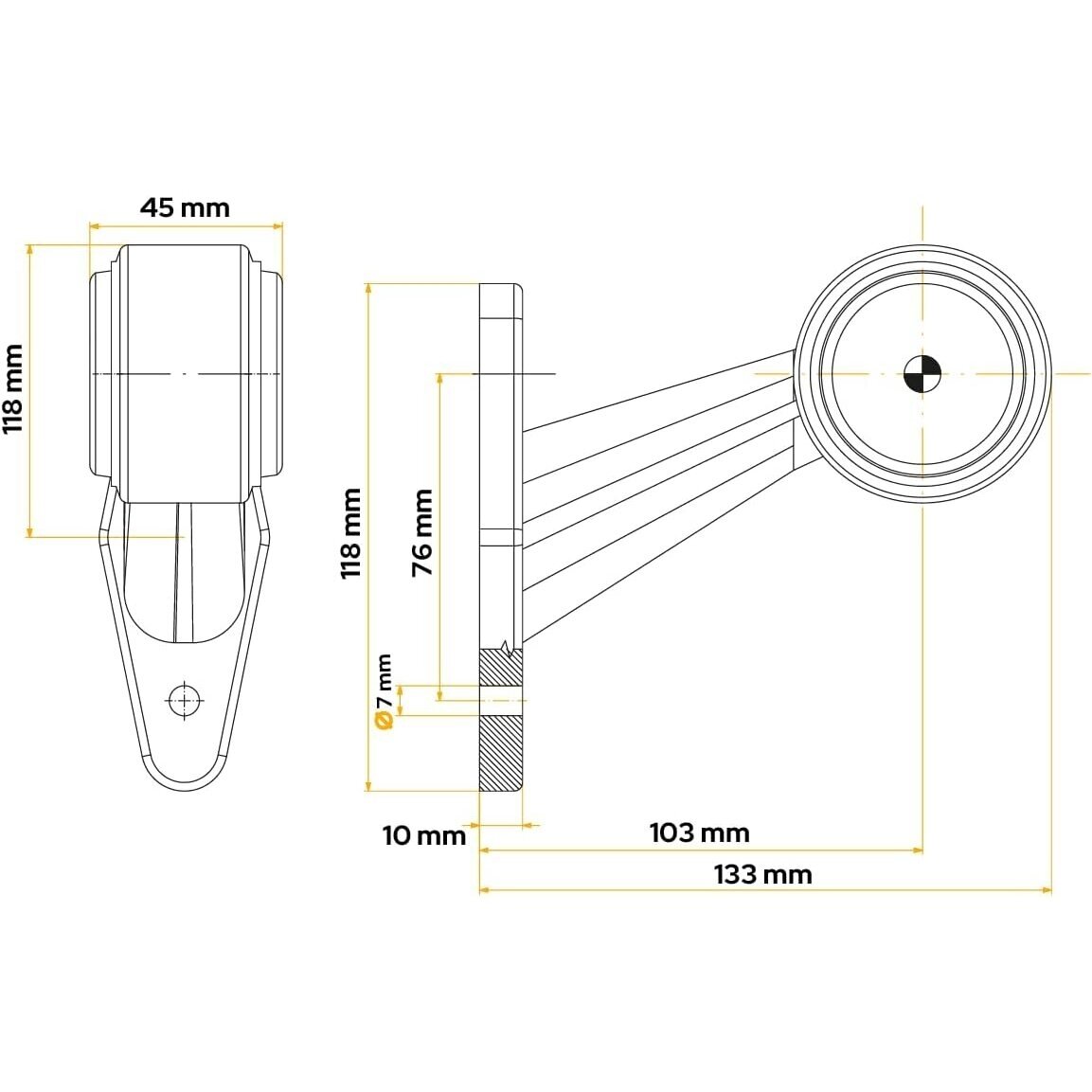 Žibintas LED 50° raudona/balta L-110mm 3