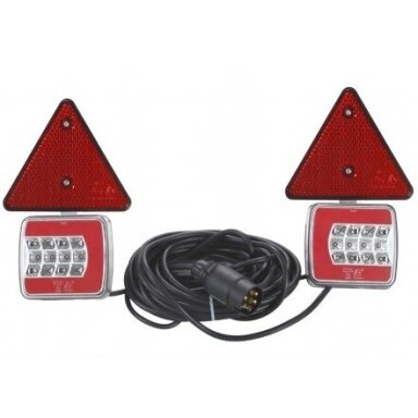 Žibintai galiniai 25 LED su atšvaitais magnetiniai su kištuku 12/24V Žibintai galiniai 25 LED su atšvaitais magnetiniai su kištuku 12/24V