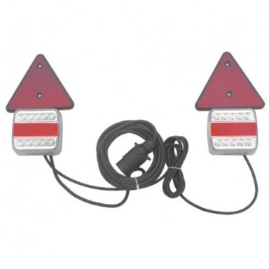 Žibintai galiniai 14 LED su atšvaitais magnetiniai su kištuku 12V Žibintai galiniai 14 LED su atšvaitais magnetiniai su kištuku 12V
