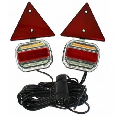 Žibintai galiniai 42 LED su atšvaitais magnetiniai su kištuku bėgantis posūkis 12/24V TT.12019T Žibintai galiniai 42 LED su atšvaitais magnetiniai su kištuku bėgantis posūkis 12/24V TT.12019T
