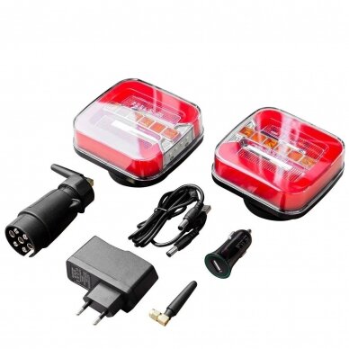 Žibintai galiniai LED belaidžiai WIFI su atšvaitais magnetiniai su kištuku bėgantis posūkis 12/24V TT.12523BWIFI Žibintai galiniai LED belaidžiai WIFI su atšvaitais magnetiniai su kištuku bėgantis posūkis 12/24V TT.12523BWIFI