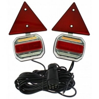 Žibintai galiniai 42 LED su atšvaitais magnetiniai su kištuku bėgantis posūkis 12/24V TT.12019T Žibintai galiniai 42 LED su atšvaitais magnetiniai su kištuku bėgantis posūkis 12/24V TT.12019T