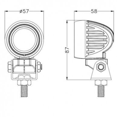 Žibintas darbinis OSRAM 1LED 10/30V 10W apvalus TT.13333 1