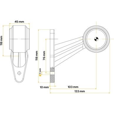 Žibintas LED 50° raudona/balta L-110mm 3