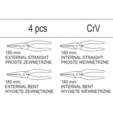 Žiedų suspaudimo replių rinkinys 180mm 4vnt. 1 Žiedų suspaudimo replių rinkinys 180mm 4vnt. 1