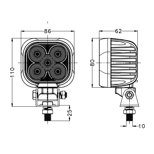 Žibintas darbinis fokusuoto spindulio OSRAM 5LED 10/30V 50W kvadratinis TT.13350S 6